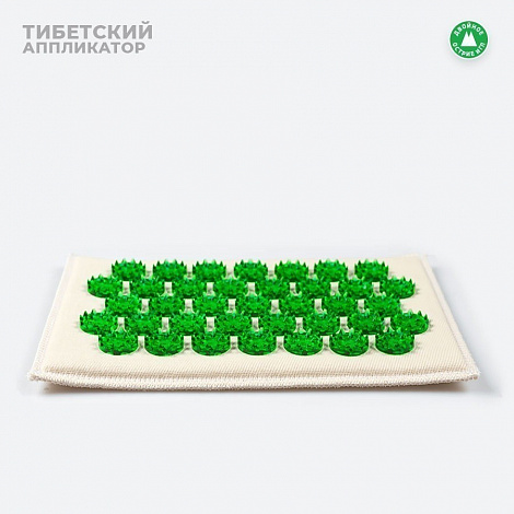 Массажер "Тибетский аппликатор" на мягкой подложке 12*22см цв. зеленый